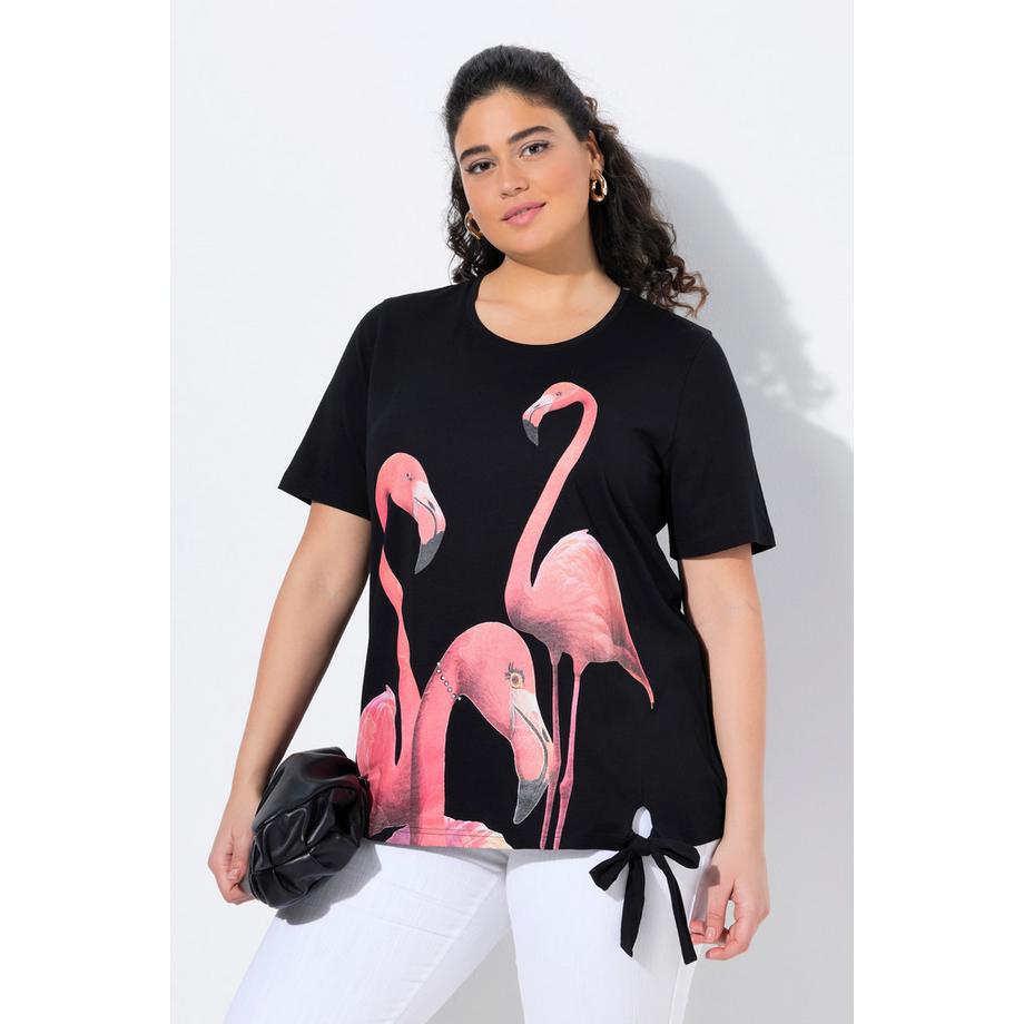 Ulla Popken Flamingo Ziersteine Rundhals Halbarm T-Shirt  