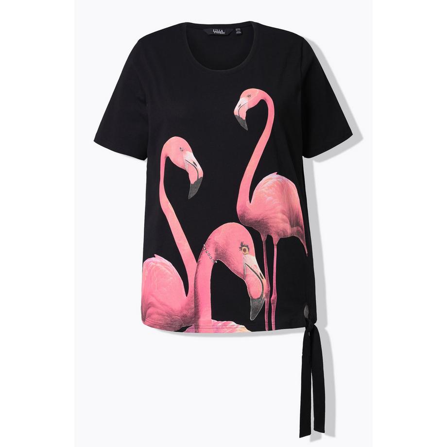 Ulla Popken Flamingo Ziersteine Rundhals Halbarm T-Shirt  