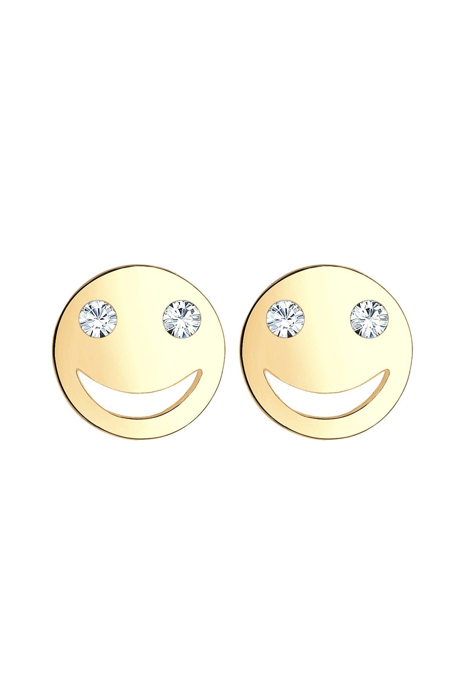 Elli  Boucles d'Oreilles Femmes Clous D'oreilles Smile Visage Avec Cristal 