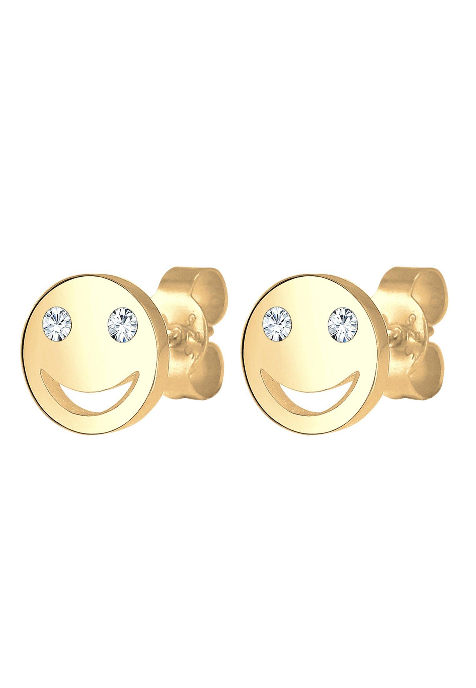 Elli  Boucles d'Oreilles Femmes Clous D'oreilles Smile Visage Avec Cristal 