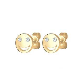 Elli  Boucles d'Oreilles Femmes Clous D'oreilles Smile Visage Avec Cristal 