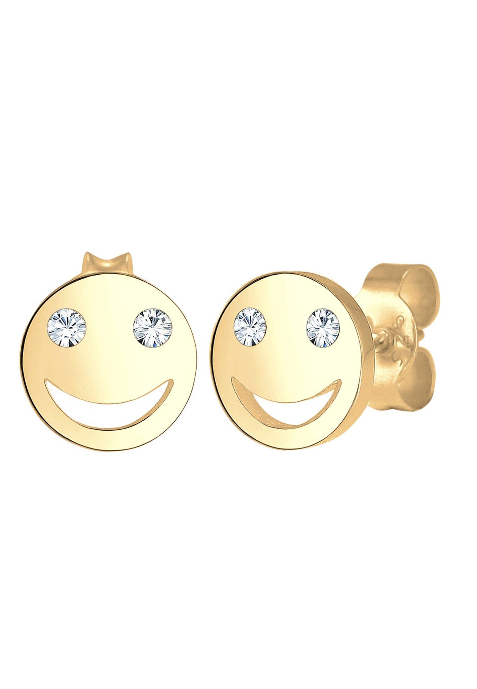 Elli  Boucles d'Oreilles Femmes Clous D'oreilles Smile Visage Avec Cristal 