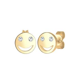 Elli  Boucles d'Oreilles Femmes Clous D'oreilles Smile Visage Avec Cristal 