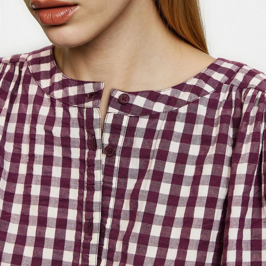 La Redoute Collections Kariertes Hemd mit Mao-Kragen  