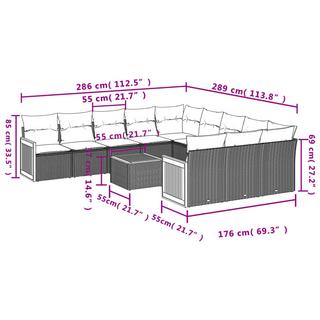 VidaXL Ensemble de canapés de jardin rotin synthétique  