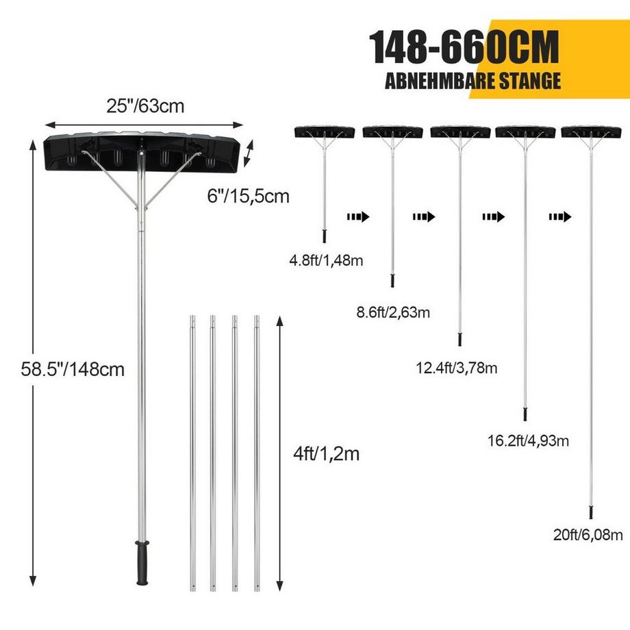 Northix  Pelle à neige en aluminium 148-608 cm avec manche antidérapant et lame en plastique argenté 