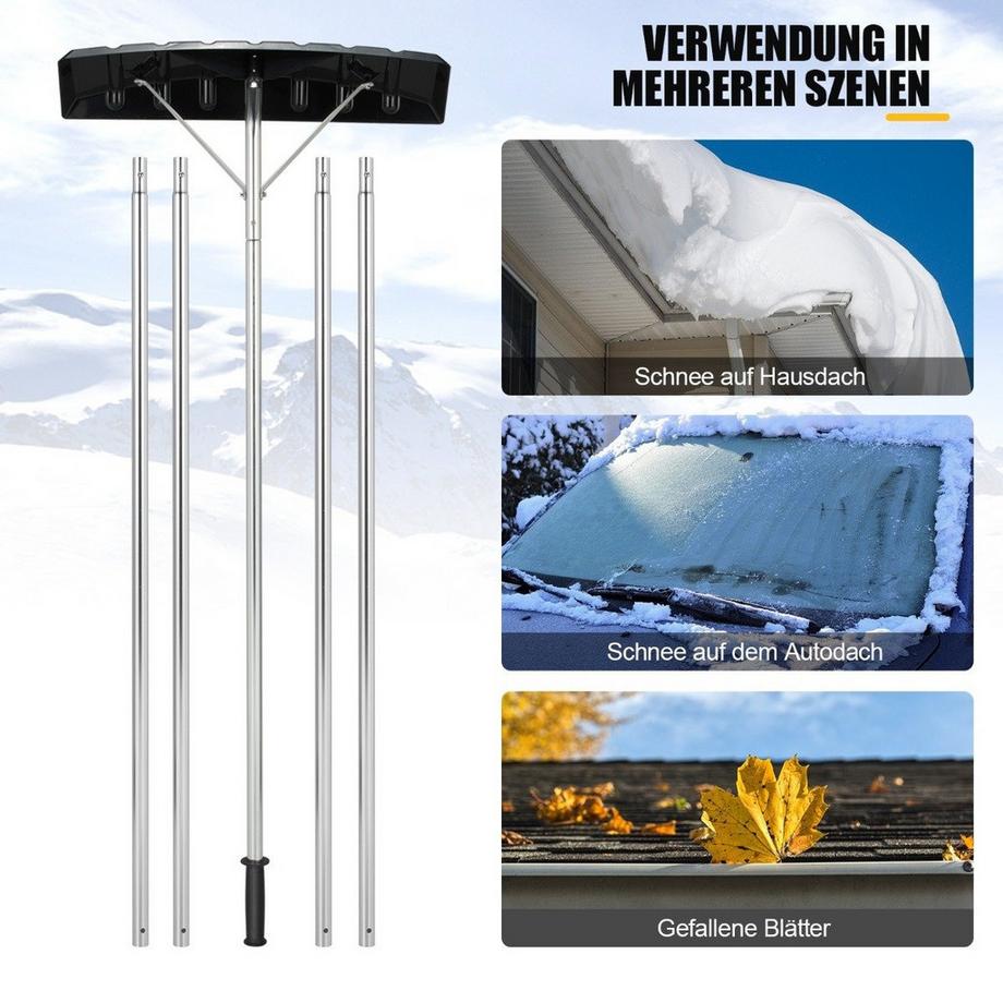 Northix  Pelle à neige en aluminium 148-608 cm avec manche antidérapant et lame en plastique argenté 