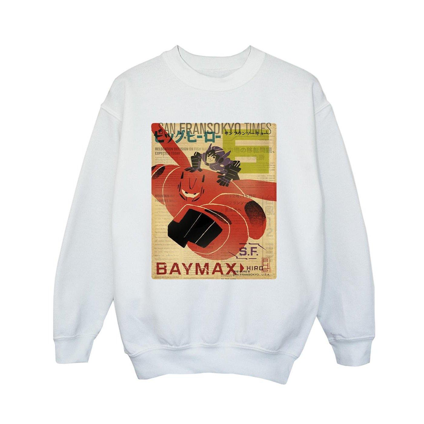 Image of Big Hero 6 Baymax Flying Baymax Newspaper Sweatshirt Unisex Weiss 104