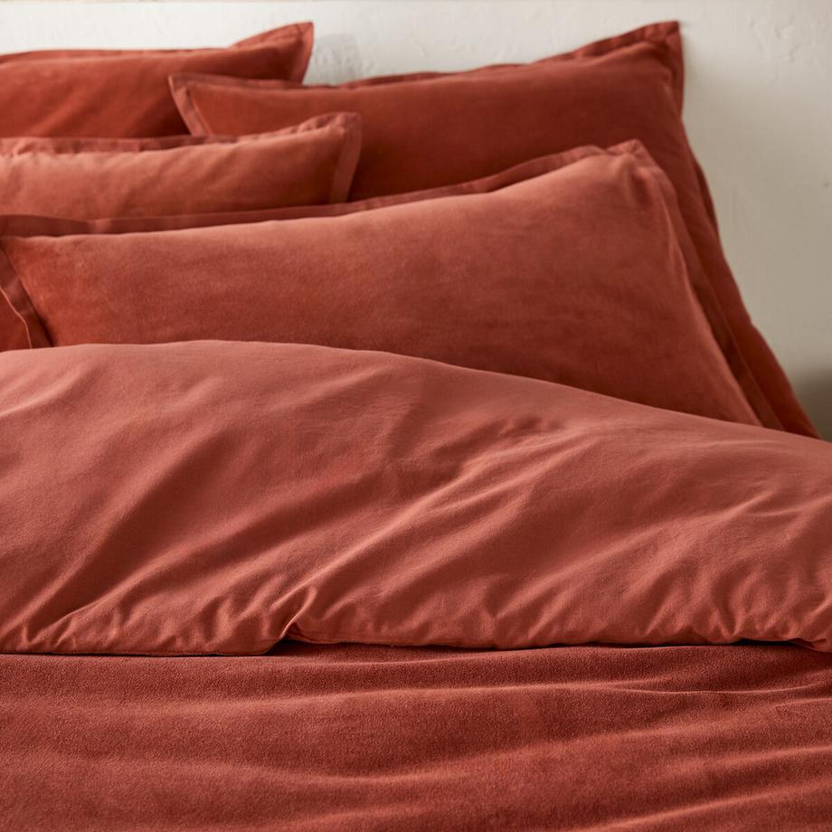 La Redoute Intérieurs Noria Zweiseitiger Velours Baumwolle Bettdeckenbezug  