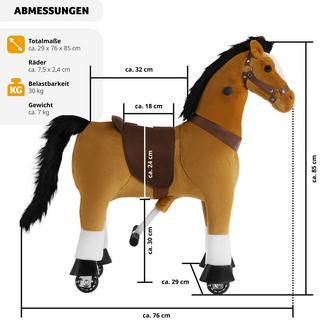 Tectake  Schaukelpferd auf Rollen, Plüsch, realistisches Design 