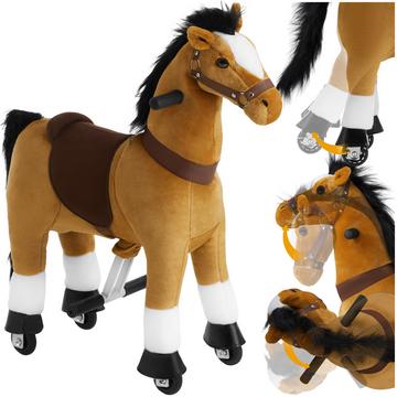 Cheval à bascule sur roulettes en peluche