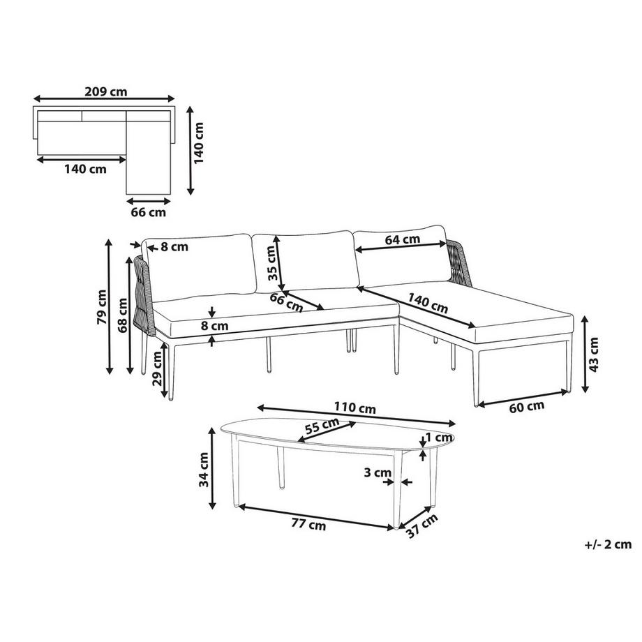 Beliani Set lounge pour jardin en Aluminium Moderne LEFFE  