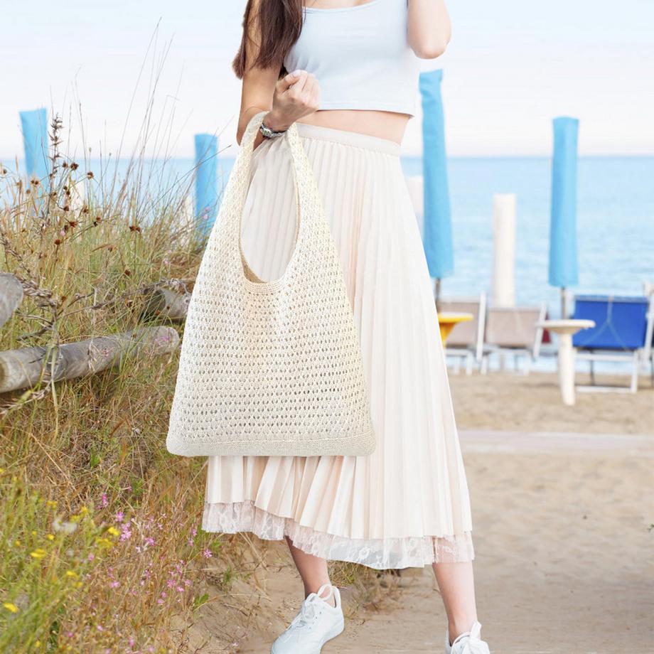Only-bags.store Gestrickte Strandtasche für Sommerreisen  