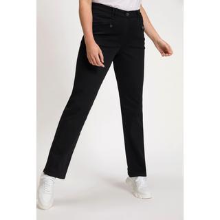 Ulla Popken  Pantalon Mony, collection Basic. Teinture grand teint longue durée. Coupe carotte 