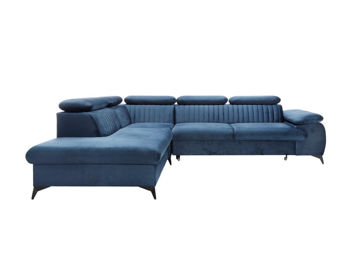 PASCAL MORABITO Großes Ecksofa mit Schlaffunktion - Ecke links - Samt - Dunkelblau - SAMARA von Pascal Morabito  