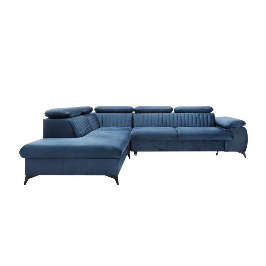 PASCAL MORABITO Großes Ecksofa mit Schlaffunktion - Ecke links - Samt - Dunkelblau - SAMARA von Pascal Morabito  