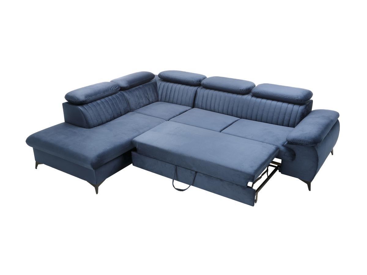 PASCAL MORABITO Großes Ecksofa mit Schlaffunktion - Ecke links - Samt - Dunkelblau - SAMARA von Pascal Morabito  