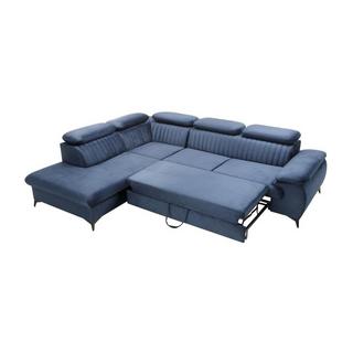 PASCAL MORABITO Großes Ecksofa mit Schlaffunktion - Ecke links - Samt - Dunkelblau - SAMARA von Pascal Morabito  