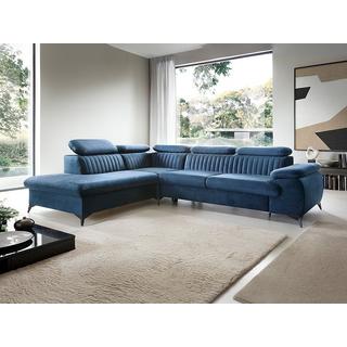 PASCAL MORABITO Großes Ecksofa mit Schlaffunktion - Ecke links - Samt - Dunkelblau - SAMARA von Pascal Morabito  