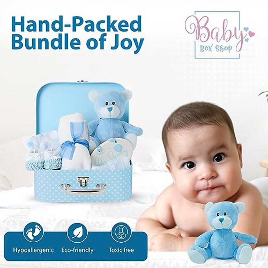 Activity-board  Babygeschenkset für Jungen - Handgepackteses Babygeschenk Junge - Geschenkset Baby mit Koffer, 