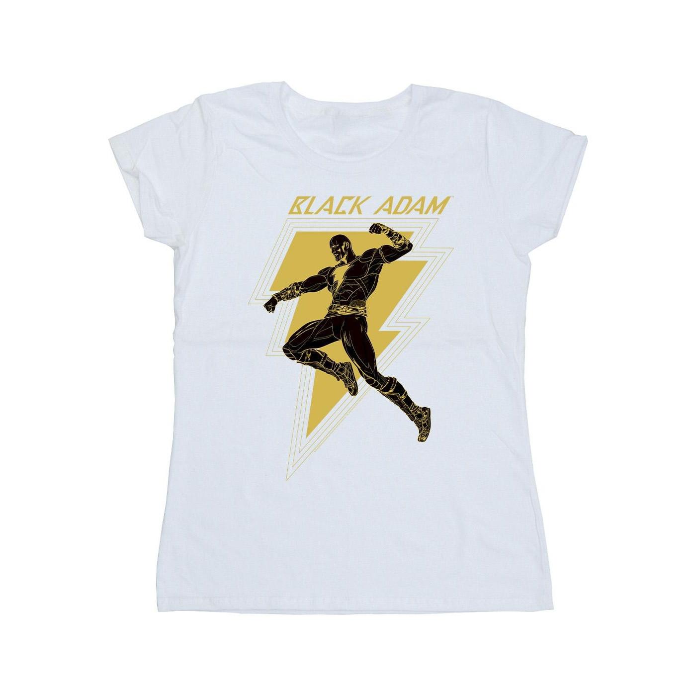 Image of Black Adam Golden Bolt Chest Tshirt Damen Weiss XXL