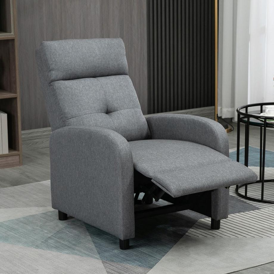 Northio Fauteuil de relaxation, fauteuil TV avec fonction inclinable, fauteuil TV aspect lin, fauteuil inclinable rembourré avec âme à ressorts ensachés, fauteuil inclinable avec une capacité de charge jusqu'à 150 kg pour le salon, gris  