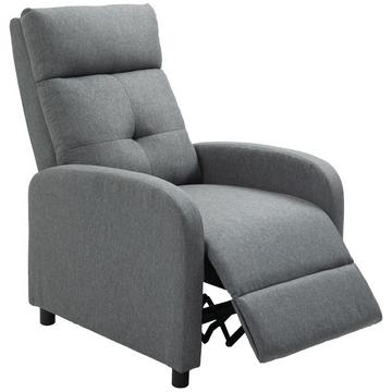 Fauteuil de relaxation, fauteuil TV avec fonction inclinable, fauteuil TV aspect lin, fauteuil inclinable rembourré avec âme à ressorts ensachés, fauteuil inclinable avec une capacité de charge jusqu'à 150 kg pour le salon, gris