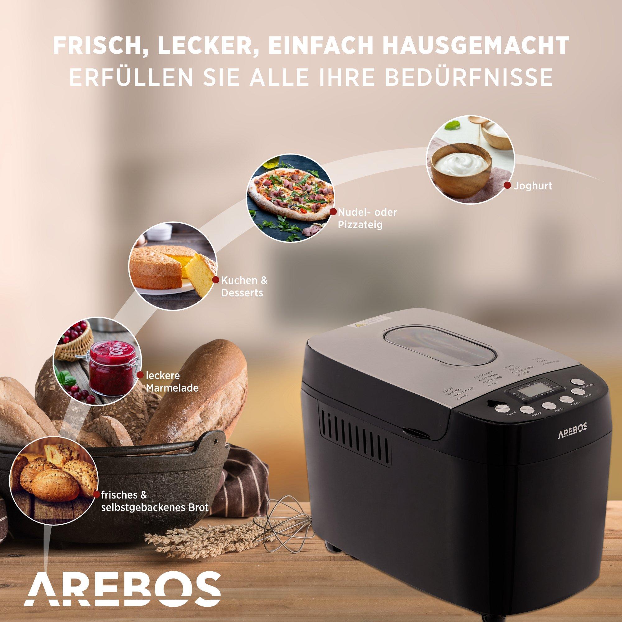 Arebos Machine à pain 15 programmes Écran LCD  
