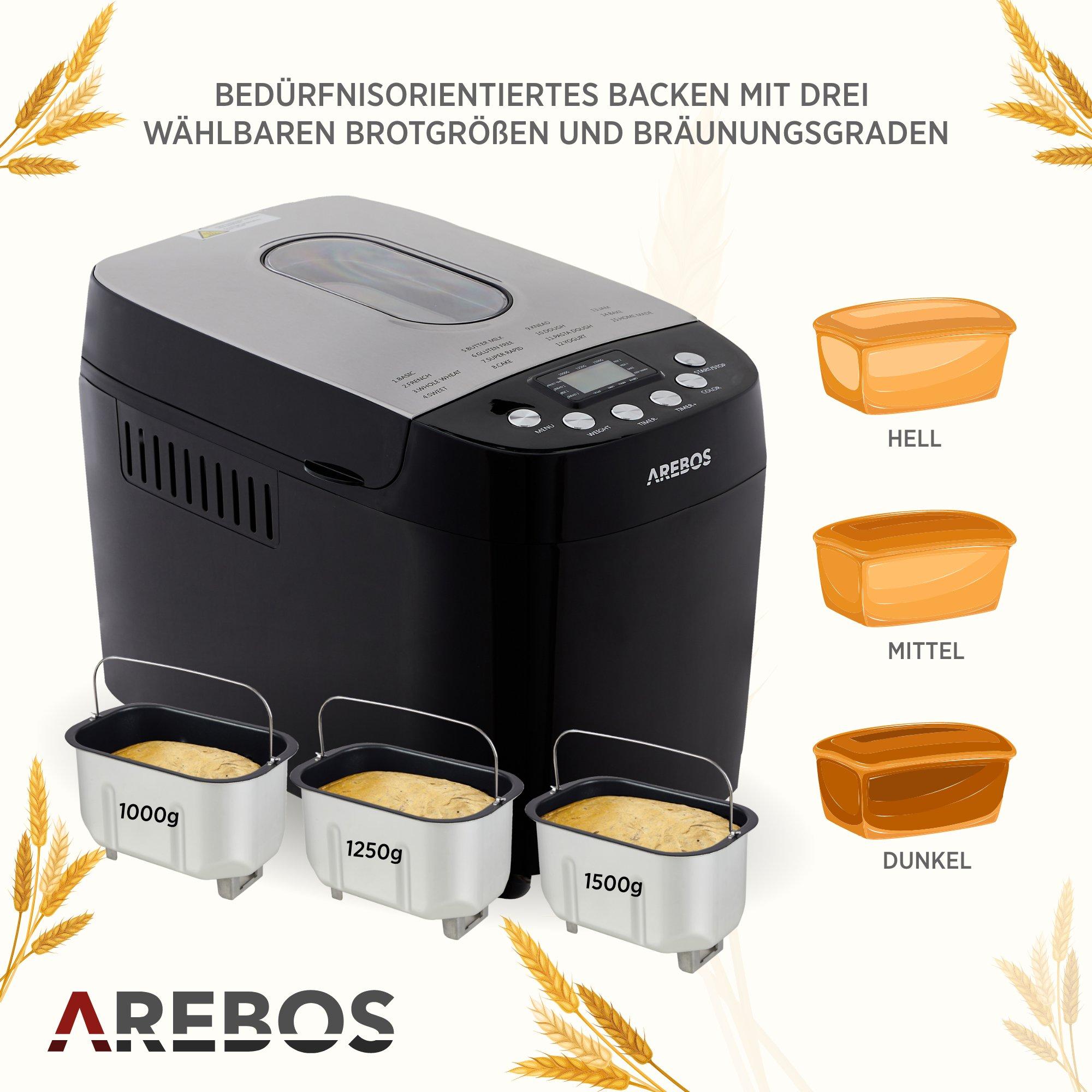 Arebos Bbackautomat Bbäcker Bbackmaschine B 15 Programme LCD Display  