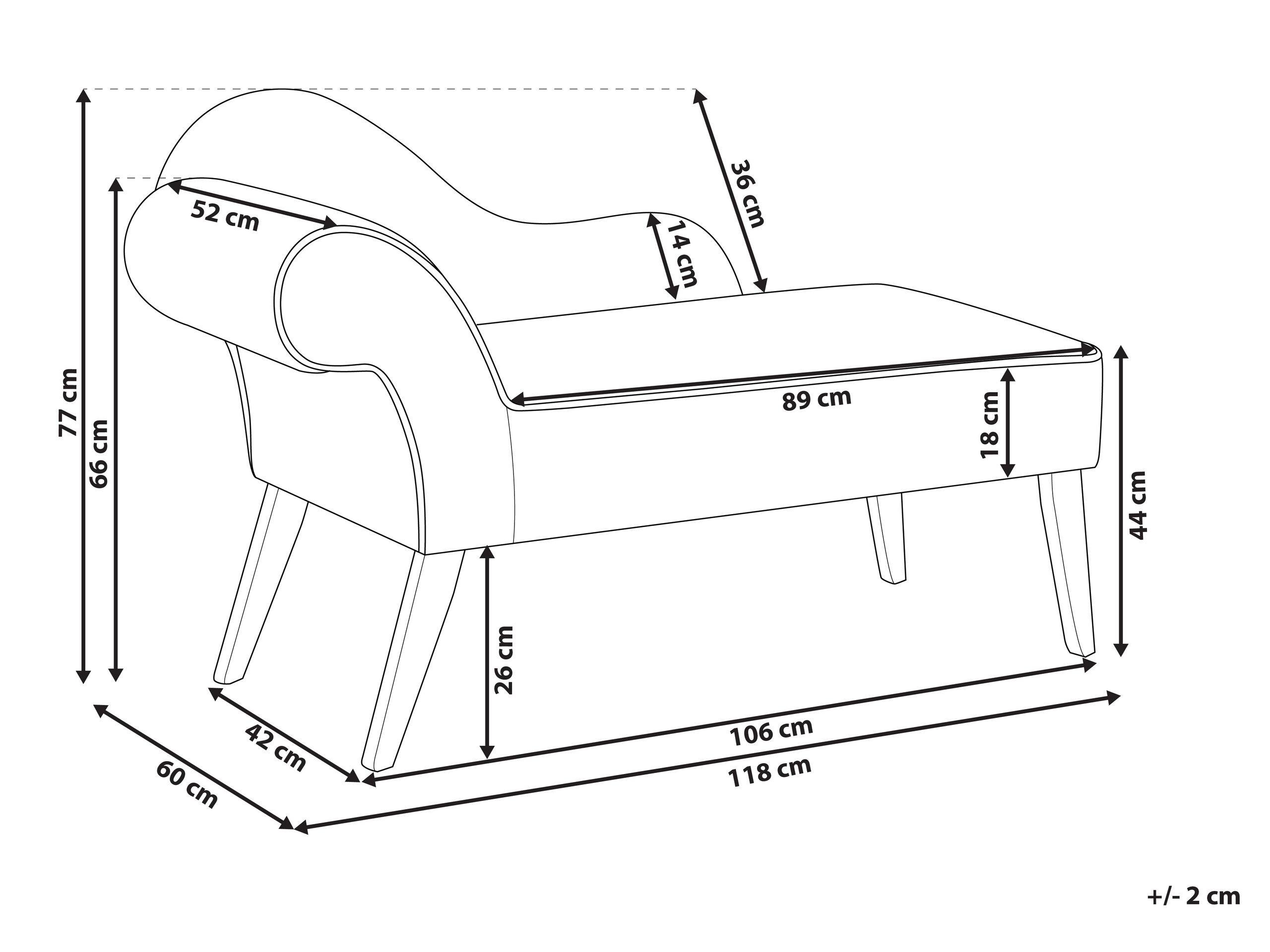 Beliani Chaise longue versione sinistra en Velluto Moderno BIARRITZ  