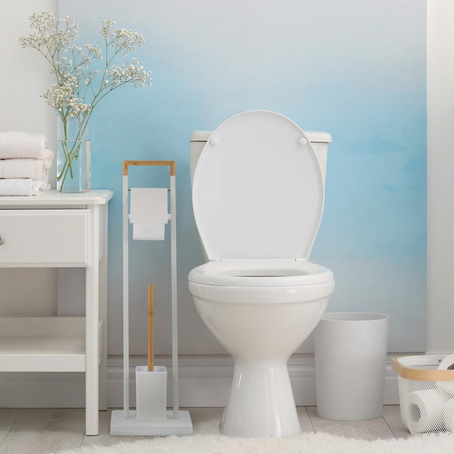 Northix Sedia da toilette in bambù e acciaio inossidabile  
