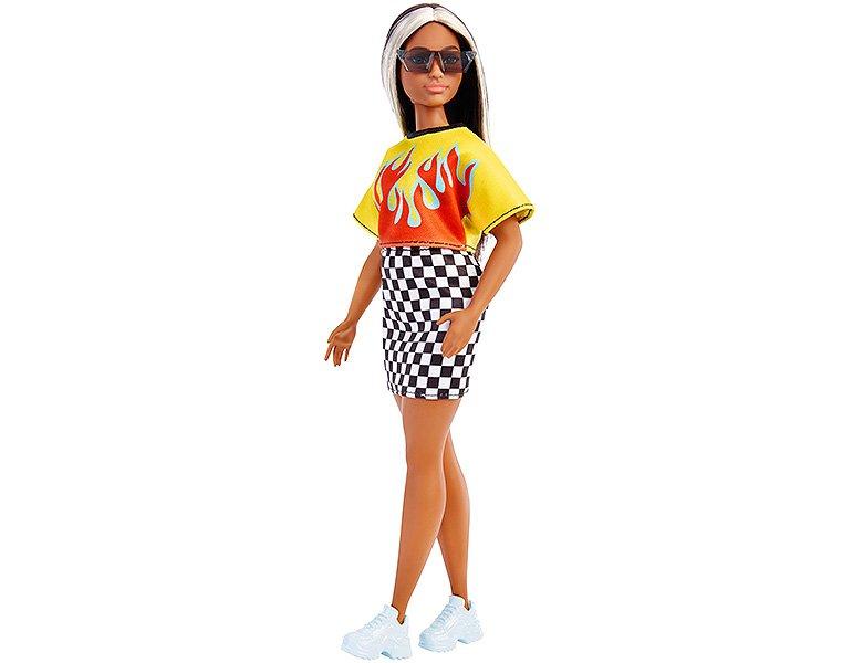 Barbie  Fashionistas Puppe mit Flamin Top & kariertem Rock 