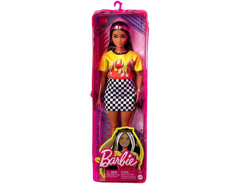 Barbie  Fashionistas Puppe mit Flamin Top & kariertem Rock 