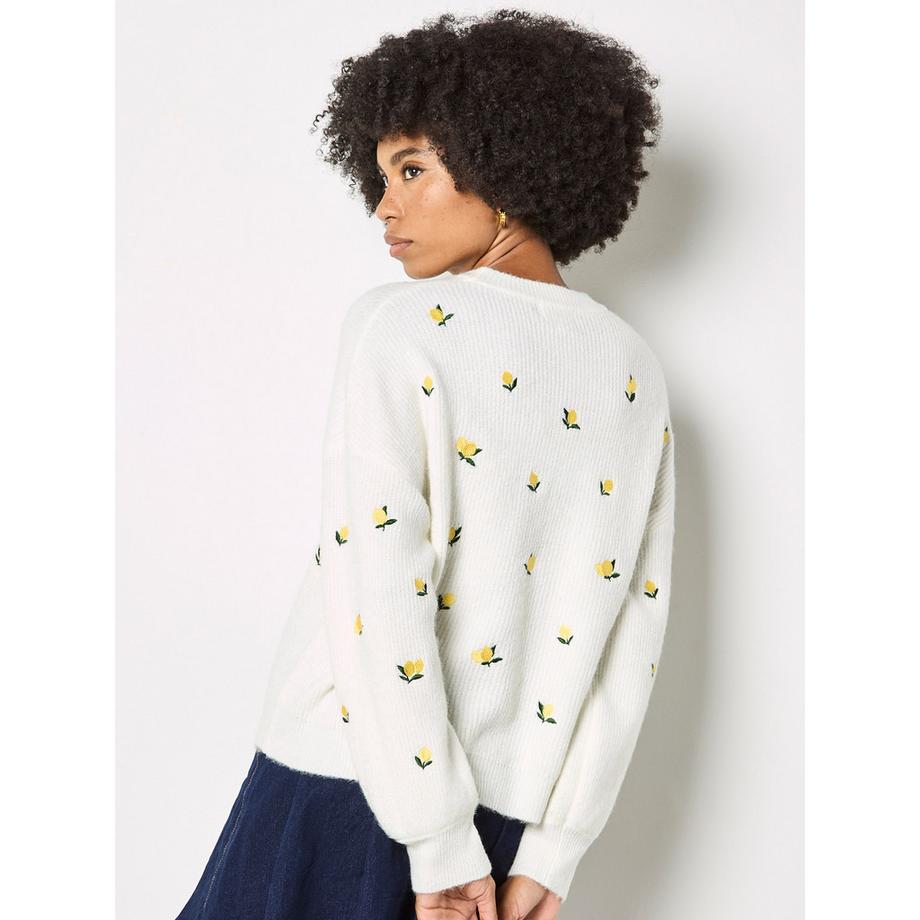 APRICOT Strickpullover mit Zitronenstickerei  