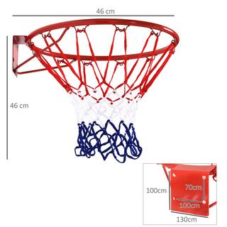 Northio  Rete basket Canestro basket con rete, tubo acciaio+nylon, rosso+blu+bianco, ø46 cm 