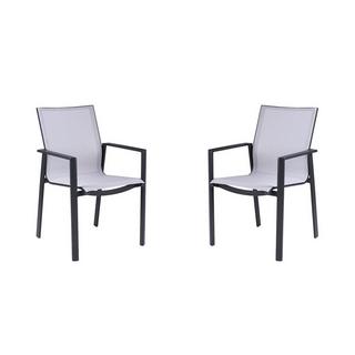 Vente-unique Lot de 2 fauteuils de jardin empilables en aluminium textilène clair etVALERA  