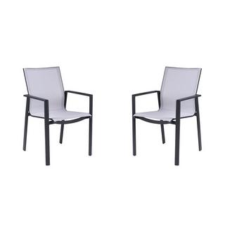 Vente-unique Lot de 2 fauteuils de jardin empilables en aluminium textilène clair etVALERA  