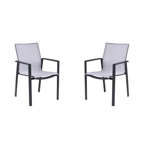 Vente-unique Lot de 2 fauteuils de jardin empilables en aluminium textilène clair etVALERA  