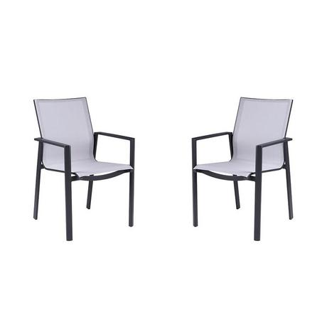 Vente-unique Lot de 2 fauteuils de jardin empilables en aluminium textilène clair etVALERA  