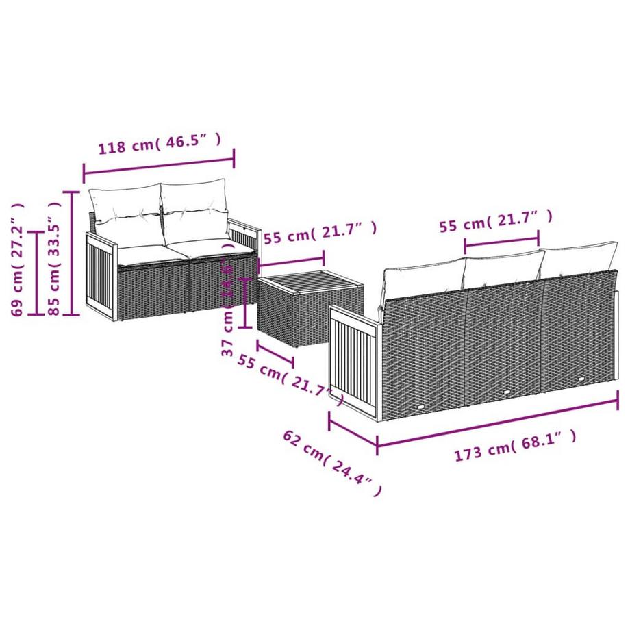 VidaXL Ensemble de canapés de jardin rotin synthétique  