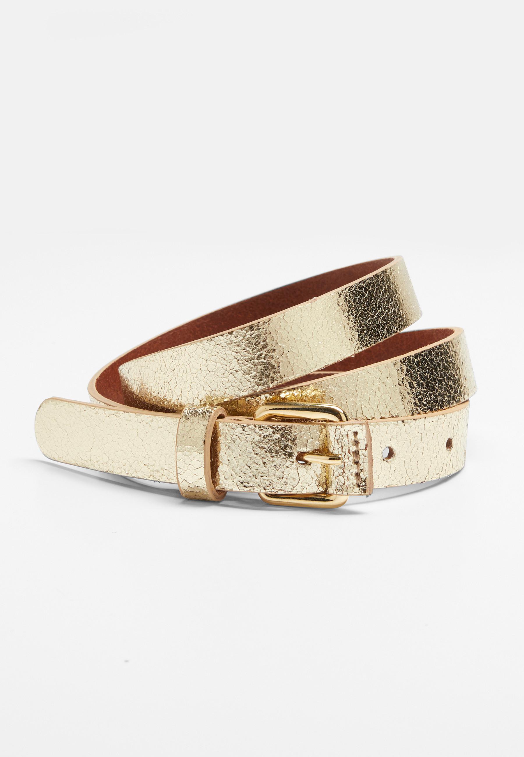 Damart  Ceinture fine coloris doré en cuir 