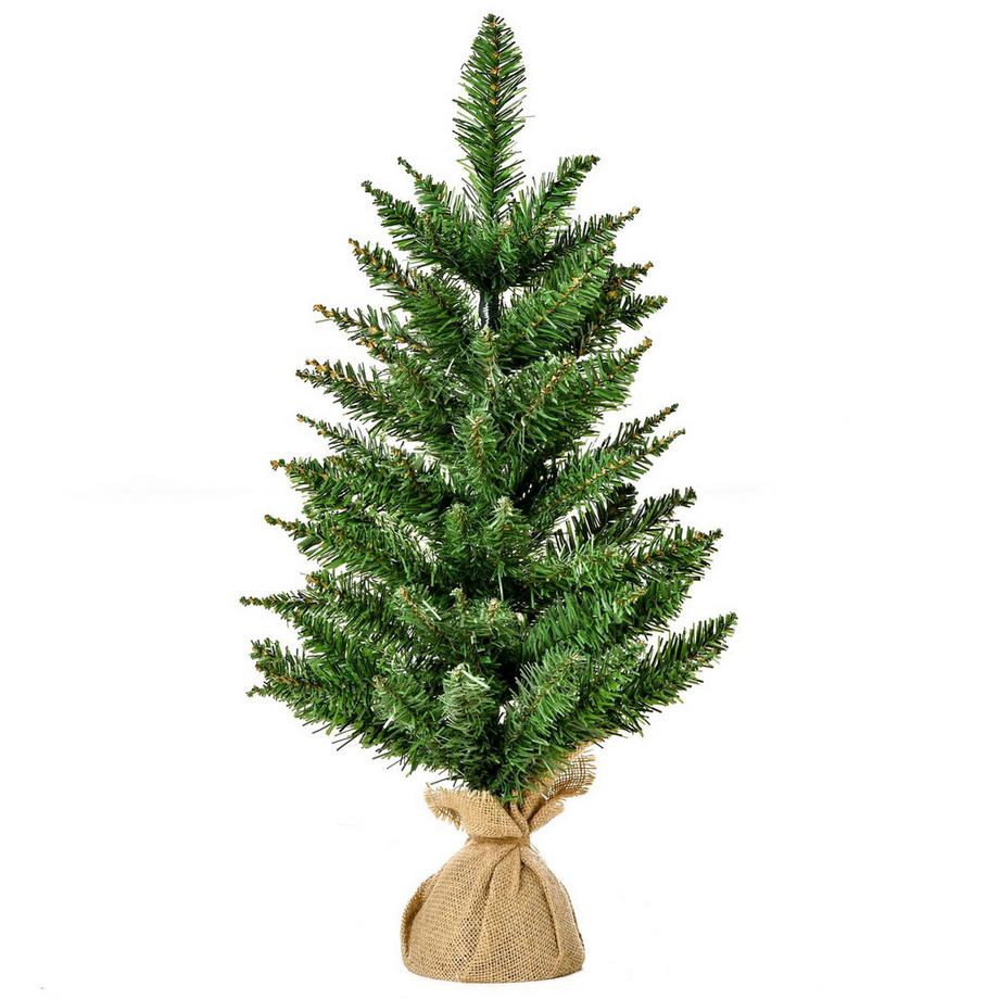 Albero Di Natale Da Tavolo 0,6 M Piccolo Albero Di Natale Abete Artificiale 70 Rami Lino Pvc Cemento Verde Ø35 X 60H Cm