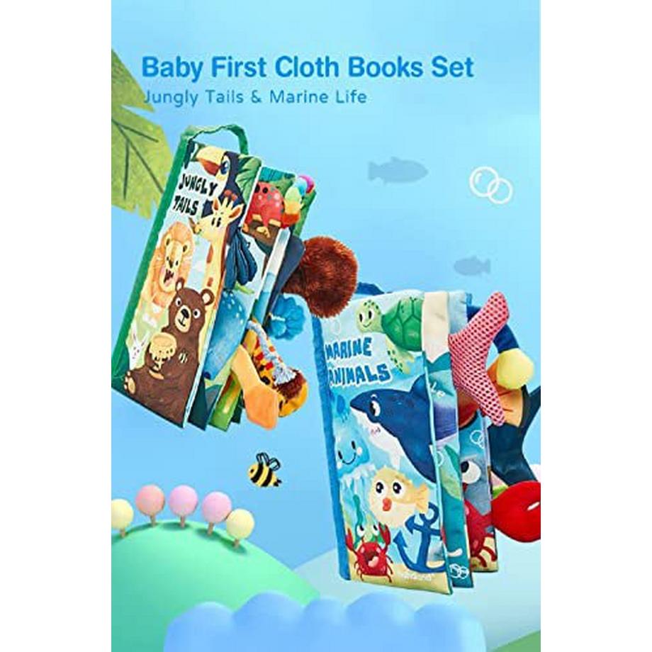 Activity-board  Babybuch Baby Stoffbuch - 2 Stück Buch Babyspielzeug - 3D Bilderbuch Stoffbücher Fühlbuch 