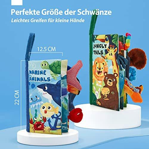 Activity-board  Babybuch Baby Stoffbuch - 2 Stück Buch Babyspielzeug - 3D Bilderbuch Stoffbücher Fühlbuch 