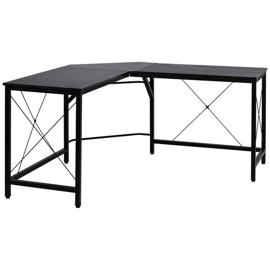 Bureau D'Ordinateur En Forme De L, Bureau D'Angle, Mdf, Noir, 150 X 150 X 76 Cm