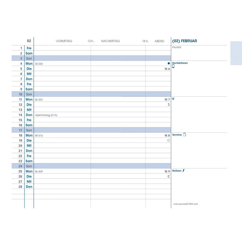 QUO-VADIS Quo Vadis - Terminkalender - 2025 - Plain - Monatskalender - Deutsch - Impala - Blau - Jan/Dez - 10x15 cm - Clairefontaine-Papier Weiß - Hergestellt in Frankreich  