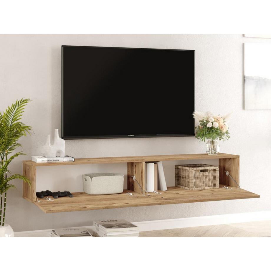 Vente-unique Hängendes TV-Möbel mit 2 Türen - Holzfarben hell - AUBEPINA  
