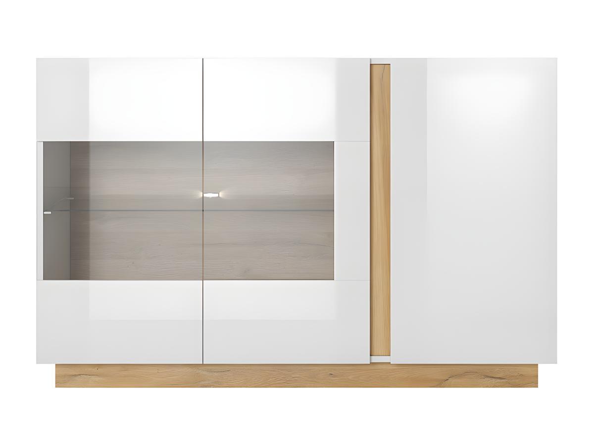 Vente-unique Credenza 3 ante con LED Bianco brillante e Rovere MURARI  