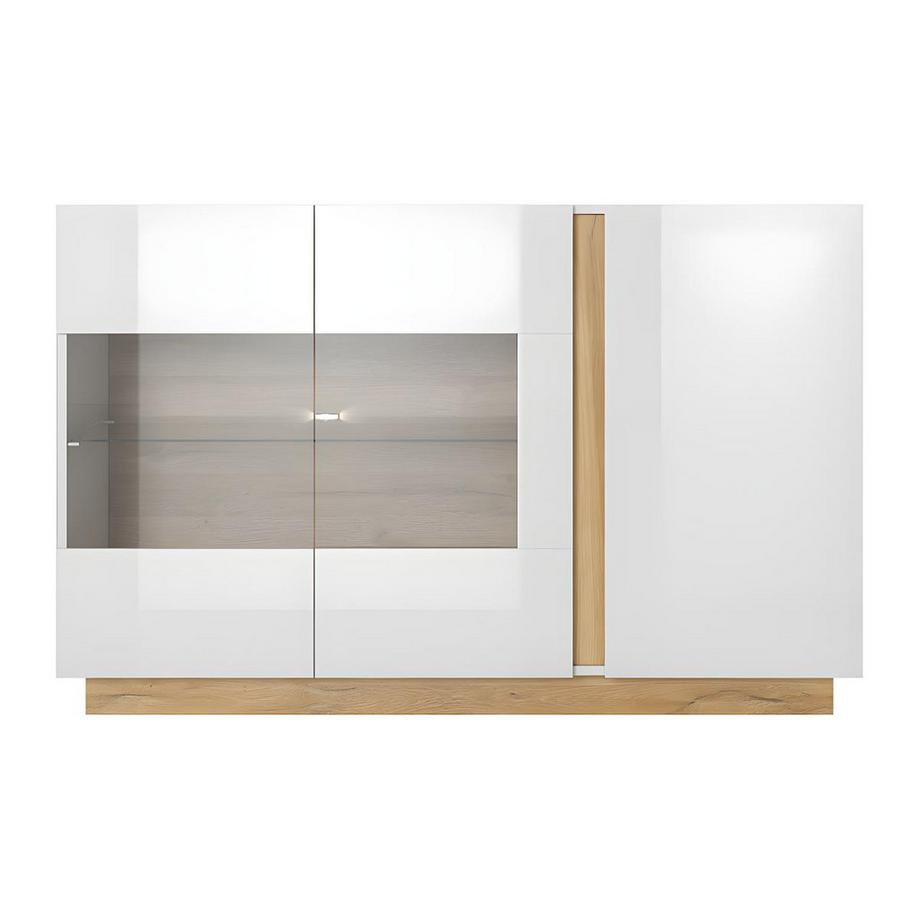 Vente-unique Buffet MURARI 3 portes Avec LEDs brillant chêne  