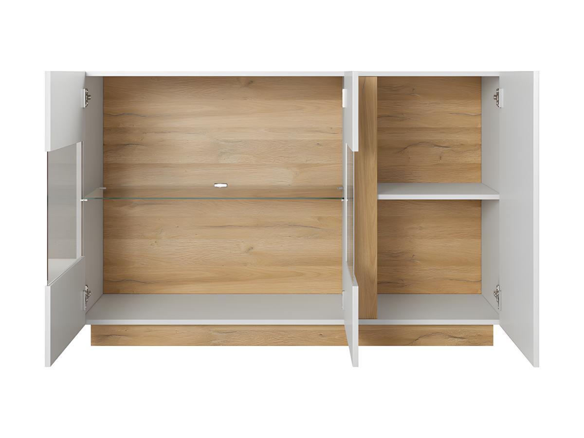 Vente-unique Credenza 3 ante con LED Bianco brillante e Rovere MURARI  